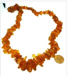 VINTAGE BALTIC MULTICOLOR BROWN POLISHED AMBER CLUSTER BEADS NECKLACE